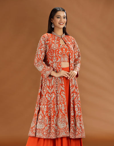 Mandarin Muse Embroidered Fusion Jacket Set