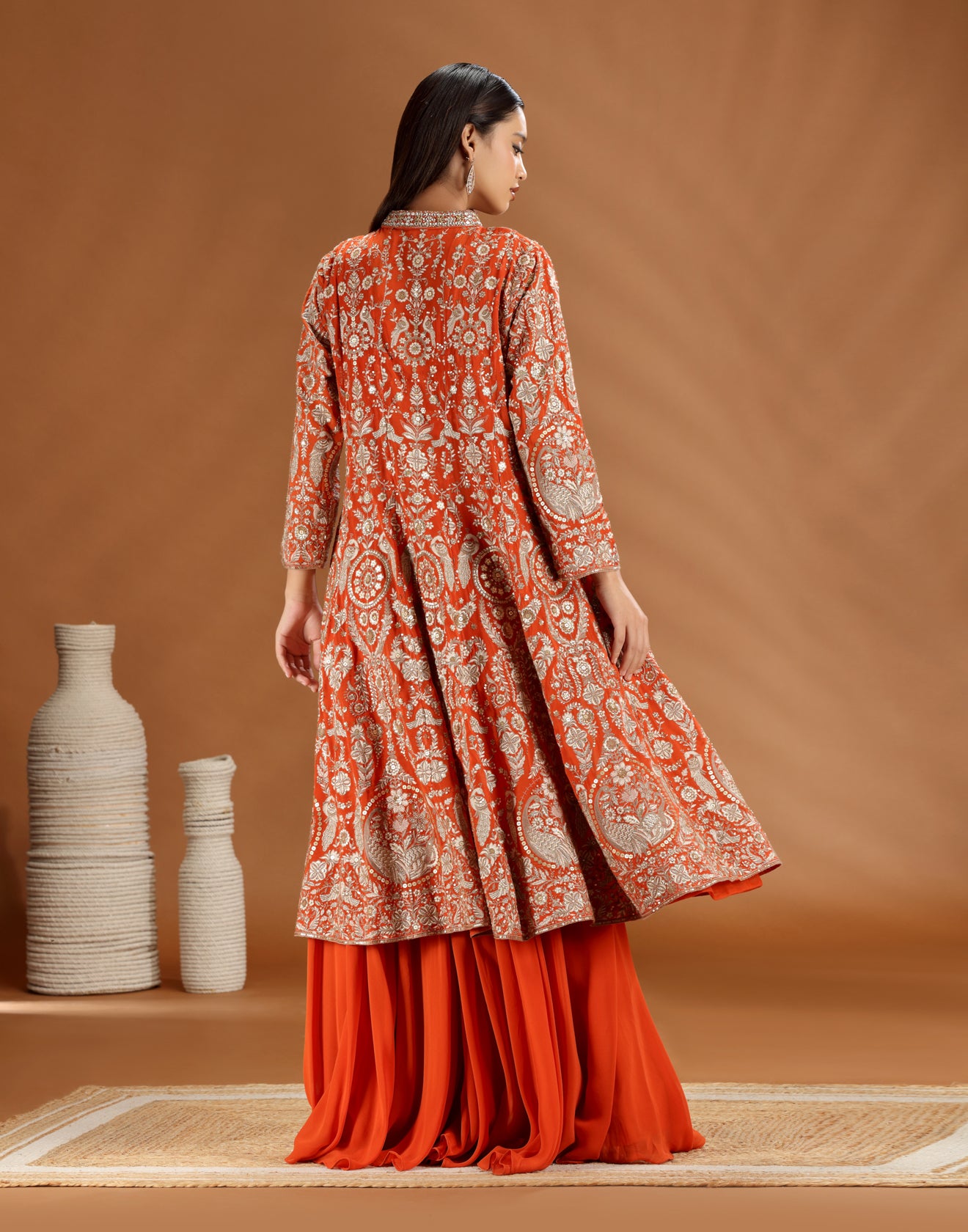 Mandarin Muse Embroidered Fusion Jacket Set