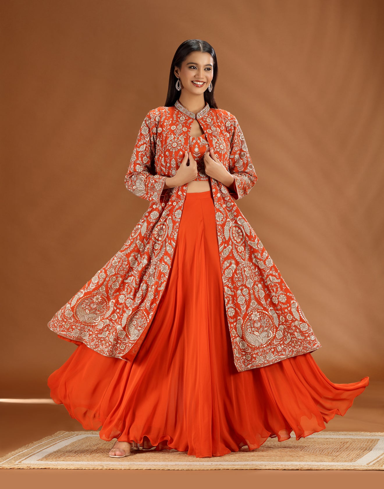 Mandarin Muse Embroidered Fusion Jacket Set
