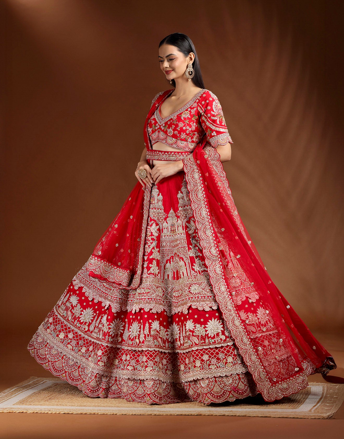 Mehel Ki Maharani Layered Silk Embroidered Bridal Lehenga Set