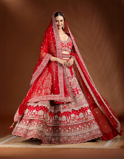 Mehel Ki Maharani Layered Silk Embroidered Bridal Lehenga Set