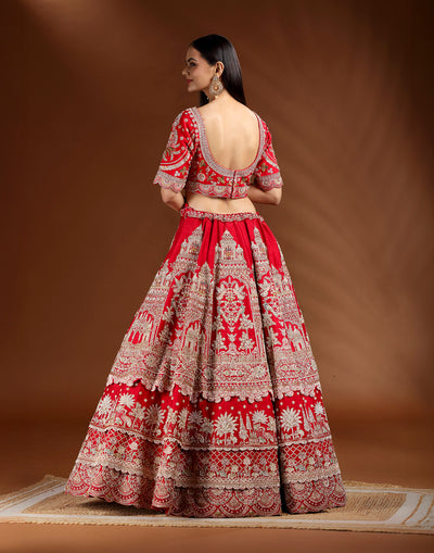 Mehel Ki Maharani Layered Silk Embroidered Bridal Lehenga Set
