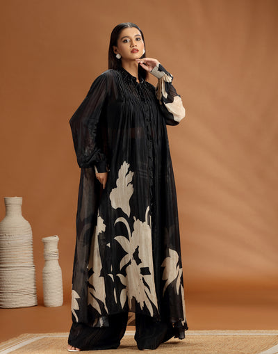 Midnight Mirage Printed Long Kurta With Pallazo Suit