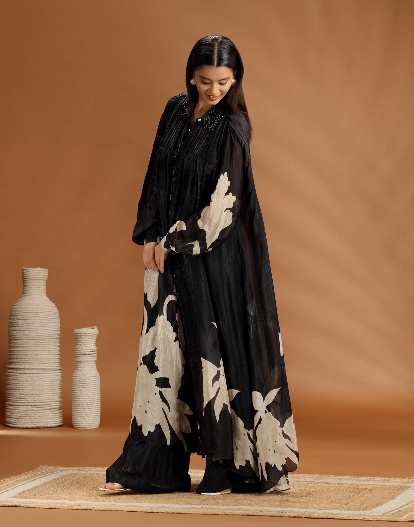 Midnight Mirage Printed Long Kurta With Pallazo Suit