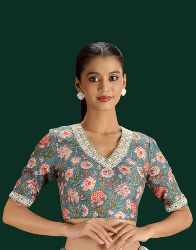 Mint Harmony Tissue Silk Saree With Kalamkari Stitched Blouse