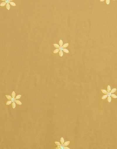 Misted Light Yellow Lucknowi Saree In Sequin Work