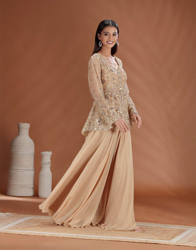 Mocha Dusk Embellished Indo-Western Set