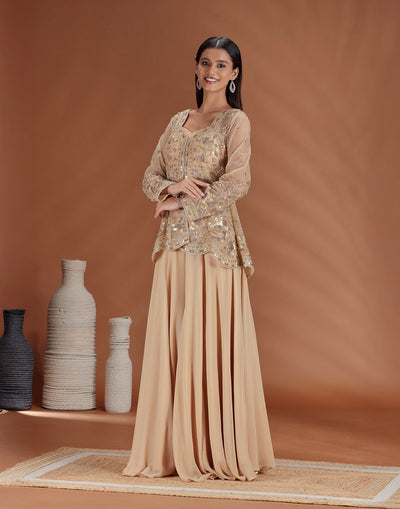 Mocha Dusk Embellished Indo-Western Set