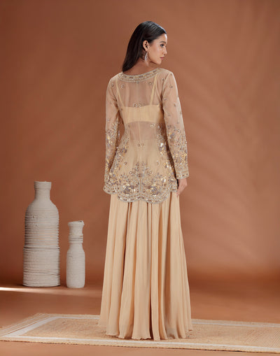 Mocha Dusk Embellished Indo-Western Set