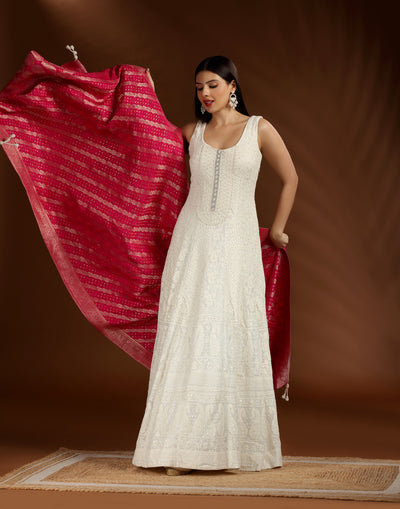 Moon Ivory Lucknowi Suit Set