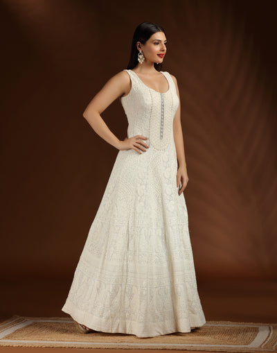 Moon Ivory Lucknowi Suit Set