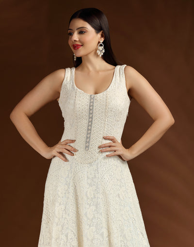 Moon Ivory Lucknowi Suit Set