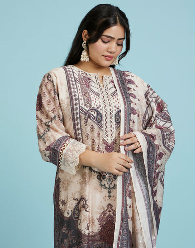 Mughal-E-Khas Printed Cotton Silk Kurta Set