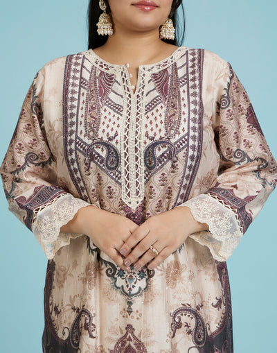 Mughal-E-Khas Printed Cotton Silk Kurta Set