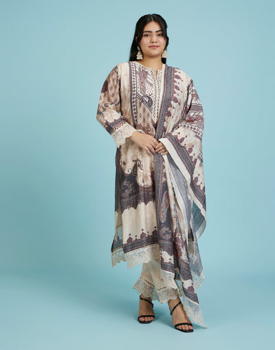 Mughal-E-Khas Printed Cotton Silk Kurta Set