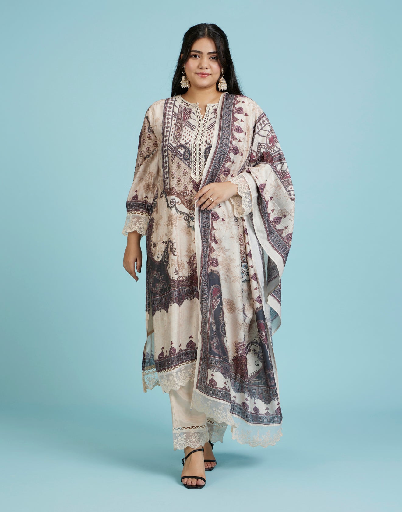 Mughal-E-Khas Printed Cotton Silk Kurta Set