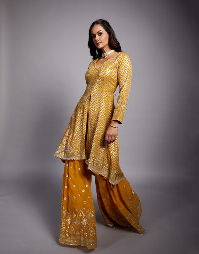 Mustard Yellow Embellished Salwar Suit Set