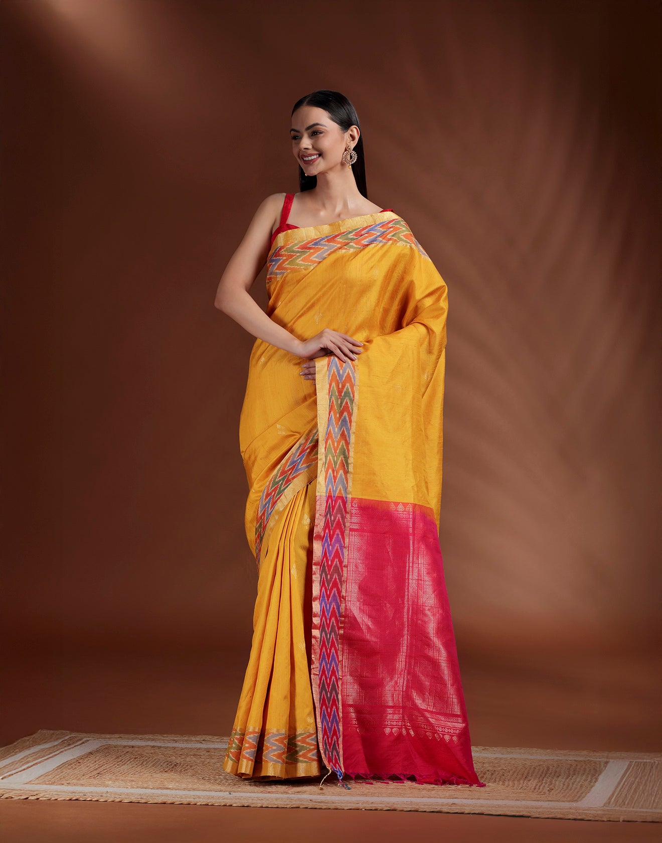 Mustard Charm Pure Silk Paithani Saree With Unstitched Blouse Fabric