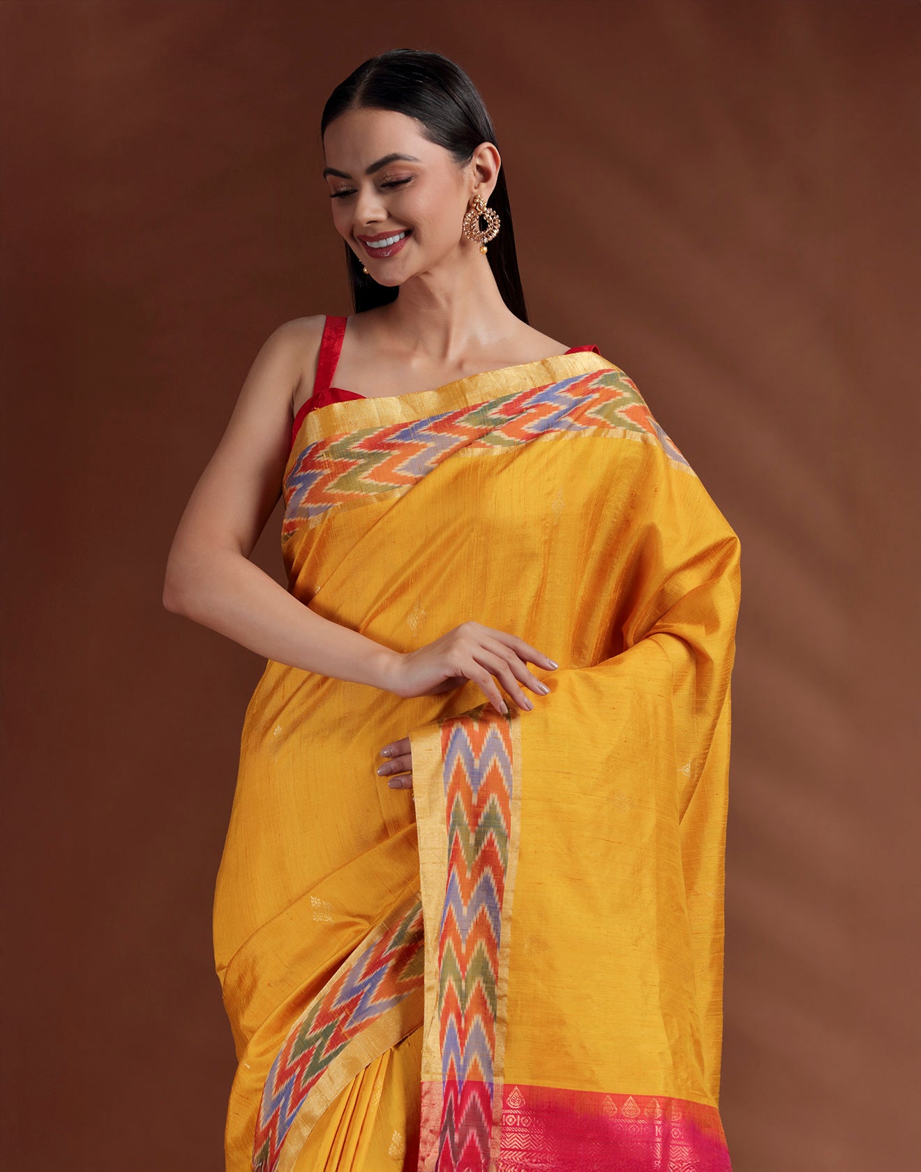 Mustard Charm Pure Silk Paithani Saree With Unstitched Blouse Fabric