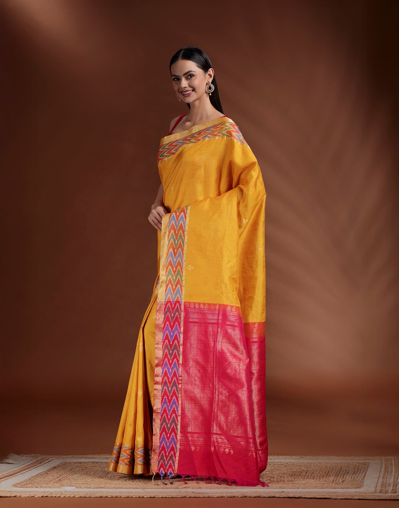 Mustard Charm Pure Silk Paithani Saree With Unstitched Blouse Fabric