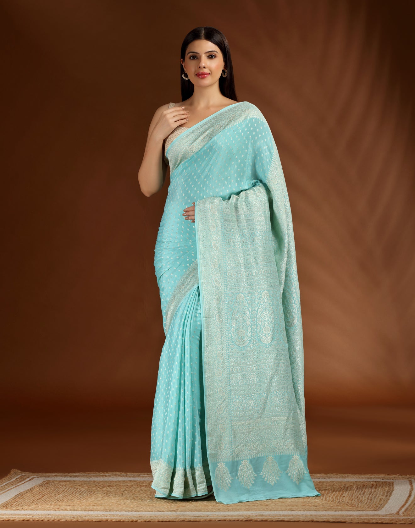 Neelam Leher Crepe Silk Saree With Unstitched Blouse Fabric
