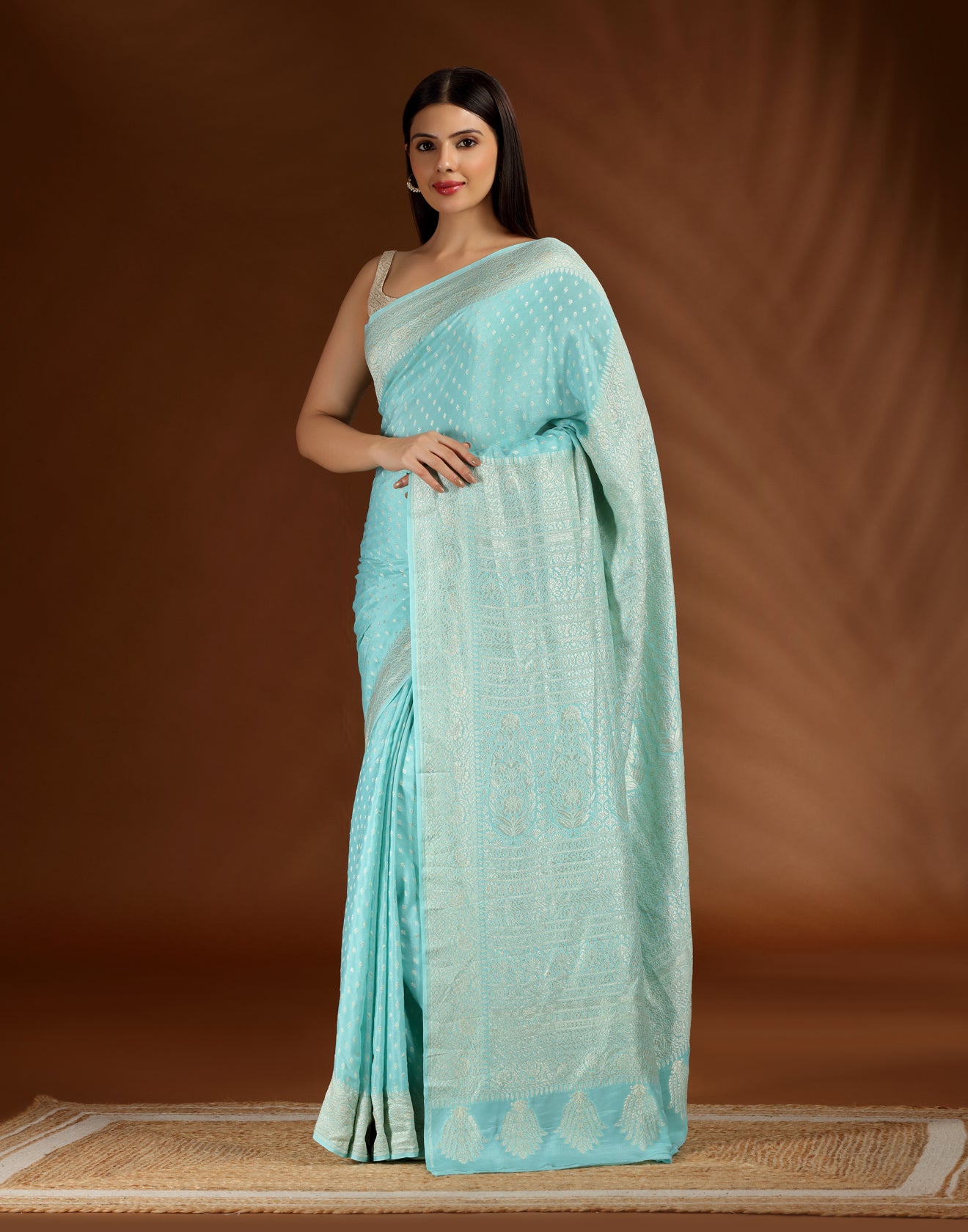 Neelam Leher Crepe Silk Saree With Unstitched Blouse Fabric
