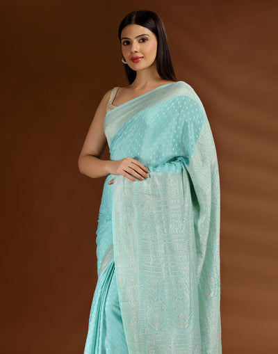 Neelam Leher Crepe Silk Saree With Unstitched Blouse Fabric