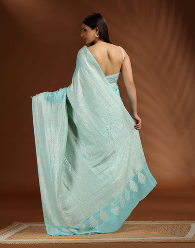Neelam Leher Crepe Silk Saree With Unstitched Blouse Fabric