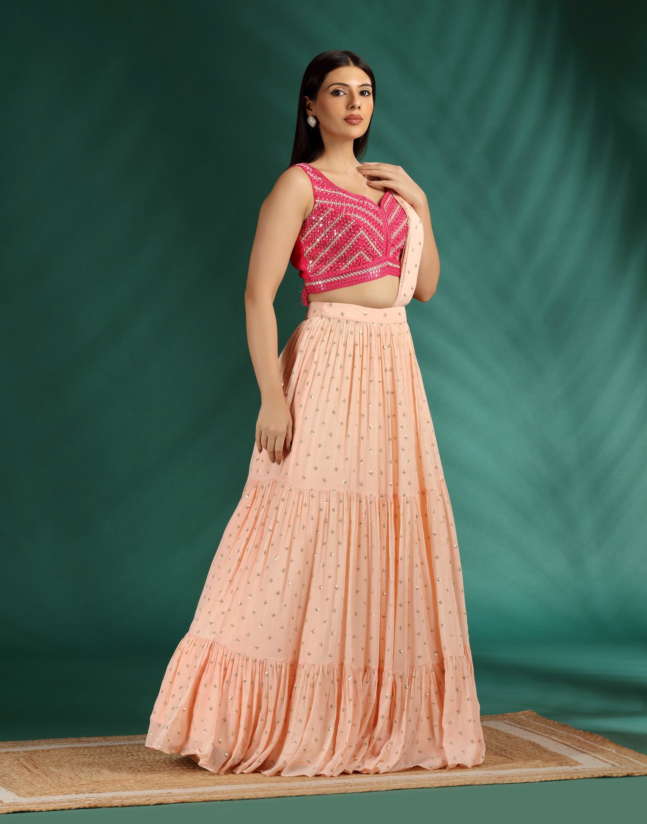 Peach-Blast-Georgette-Lehenga-With-Embroidered-Blouse