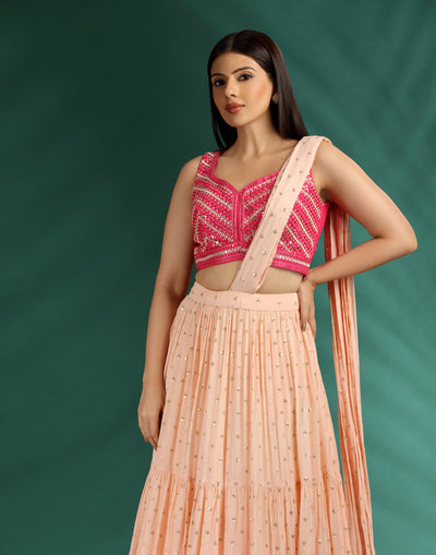 Peach-Blast-Georgette-Lehenga-With-Embroidered-Blouse