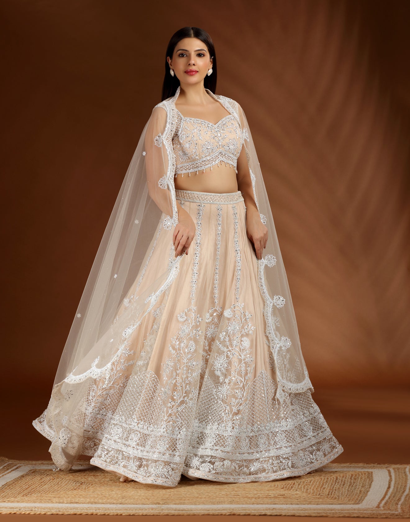 Peach-Meadow-Aari-Threadwork-Lehenga-Set