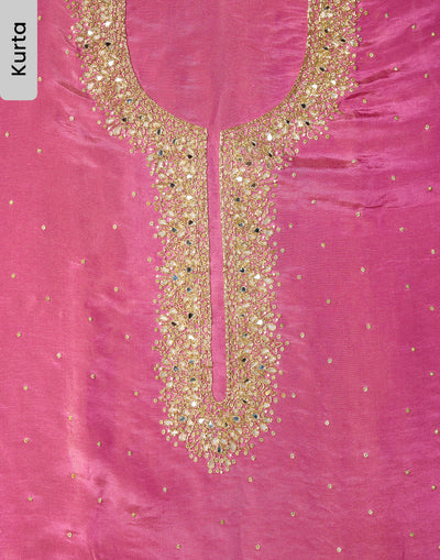 Peppy Pink Embellished Shimmer Tissue Silk Festive Unstitched Suit Set