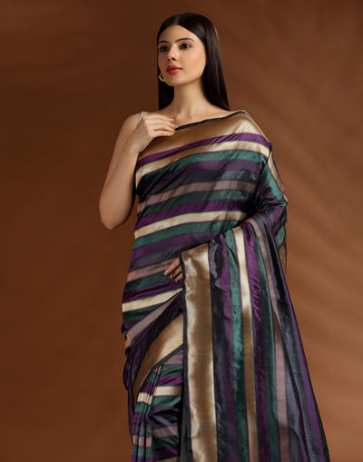 Persian Dusk Katan Banarasi Silk Saree With Unstitched Blouse Fabric