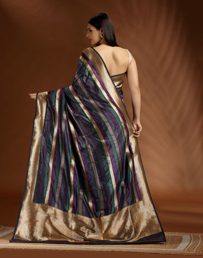 Persian Dusk Katan Banarasi Silk Saree With Unstitched Blouse Fabric