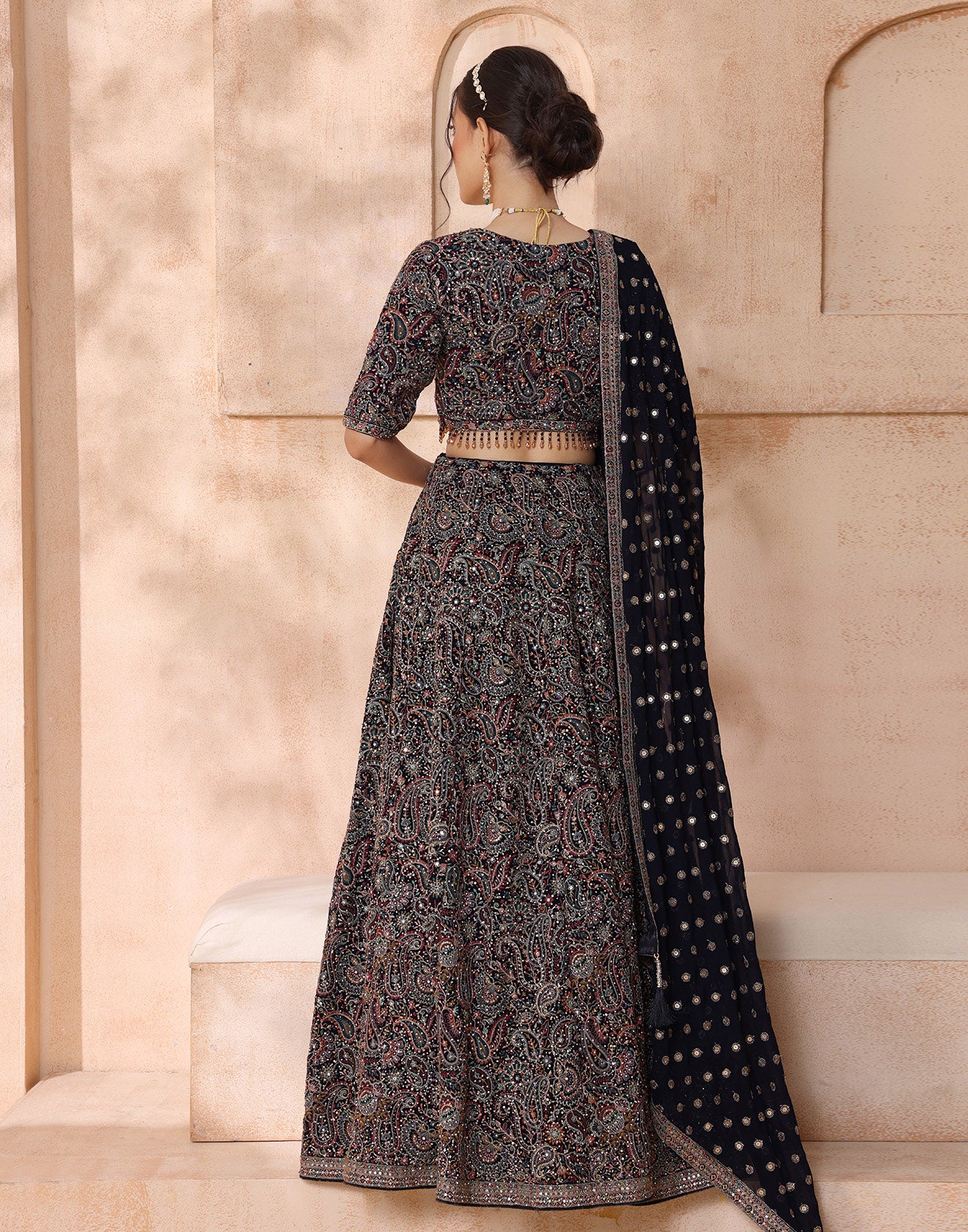 Phenomenal Navy Embroidered Bridal Lehenga Set