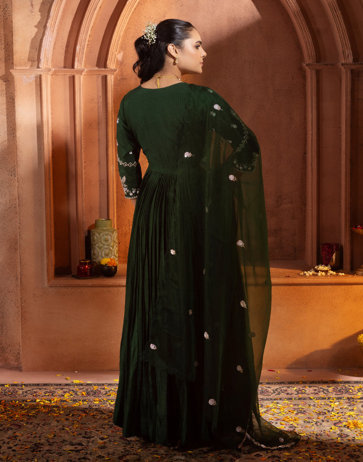 phthalo green dress Phthalo Green Festive Embroidered Anarkali Set – Roopkala Global