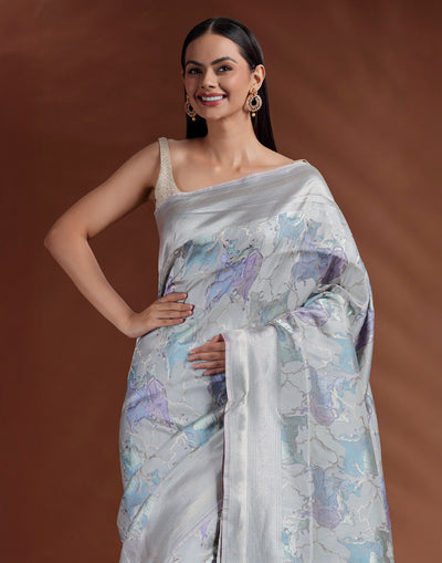 Pichwai Weave Pure Banarasi Silk Saree With Unstitched Blouse Fabric