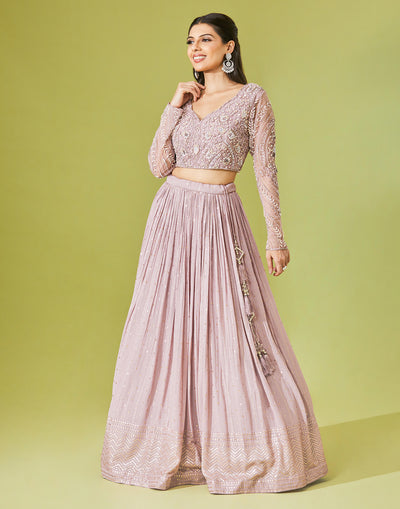 Pink Pearl Embroidered Lehenga Set