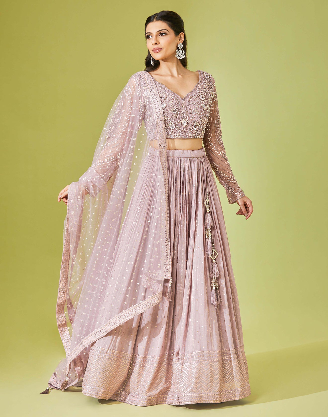 Pink Pearl Embroidered Lehenga Set