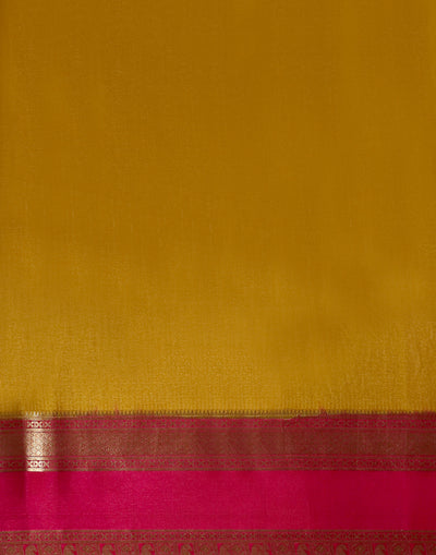 Raani Pink Maysore Georgette Saree With Unstitched Blouse Fabric
