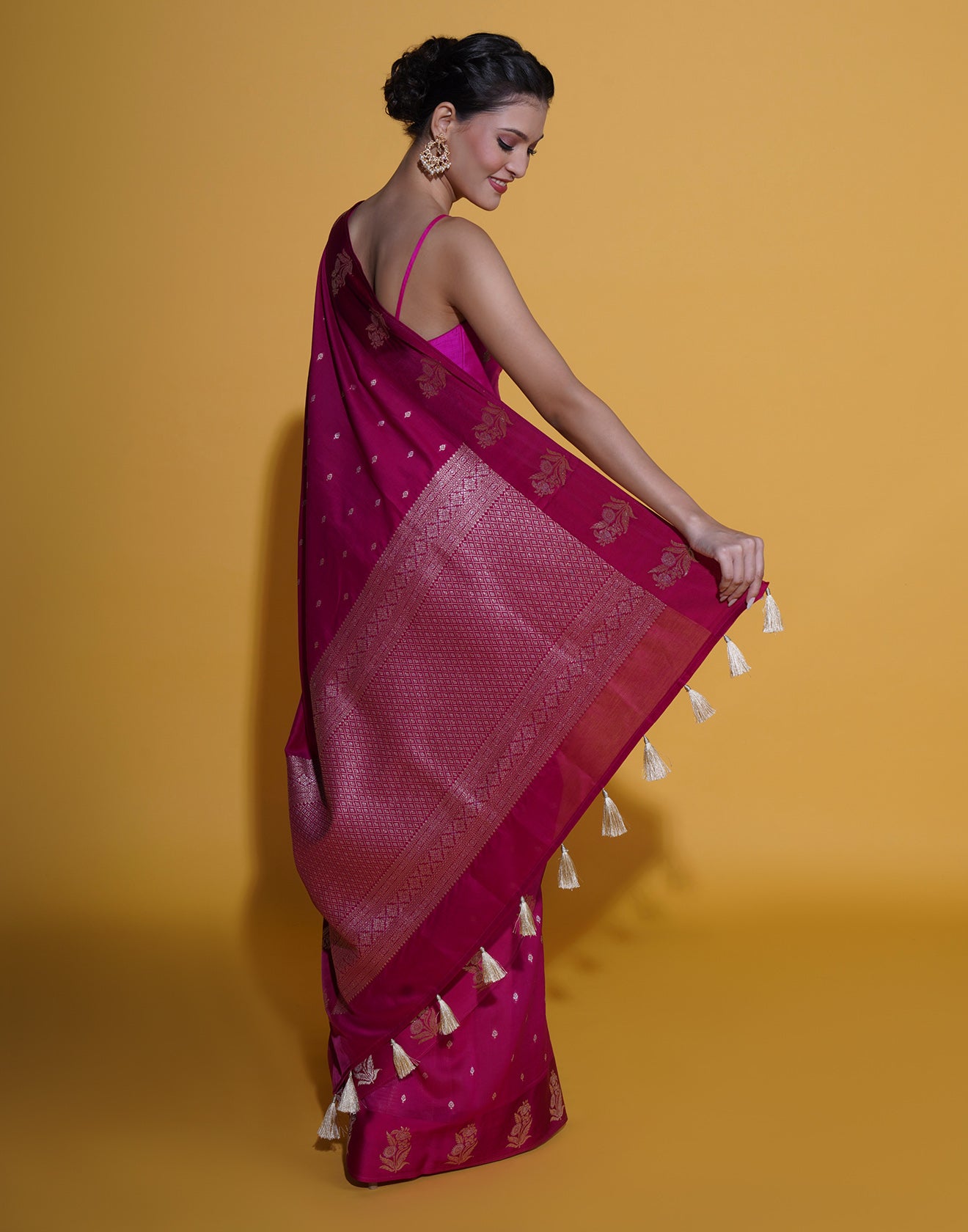 Rani Gulmohar Zari Butta Silk Saree