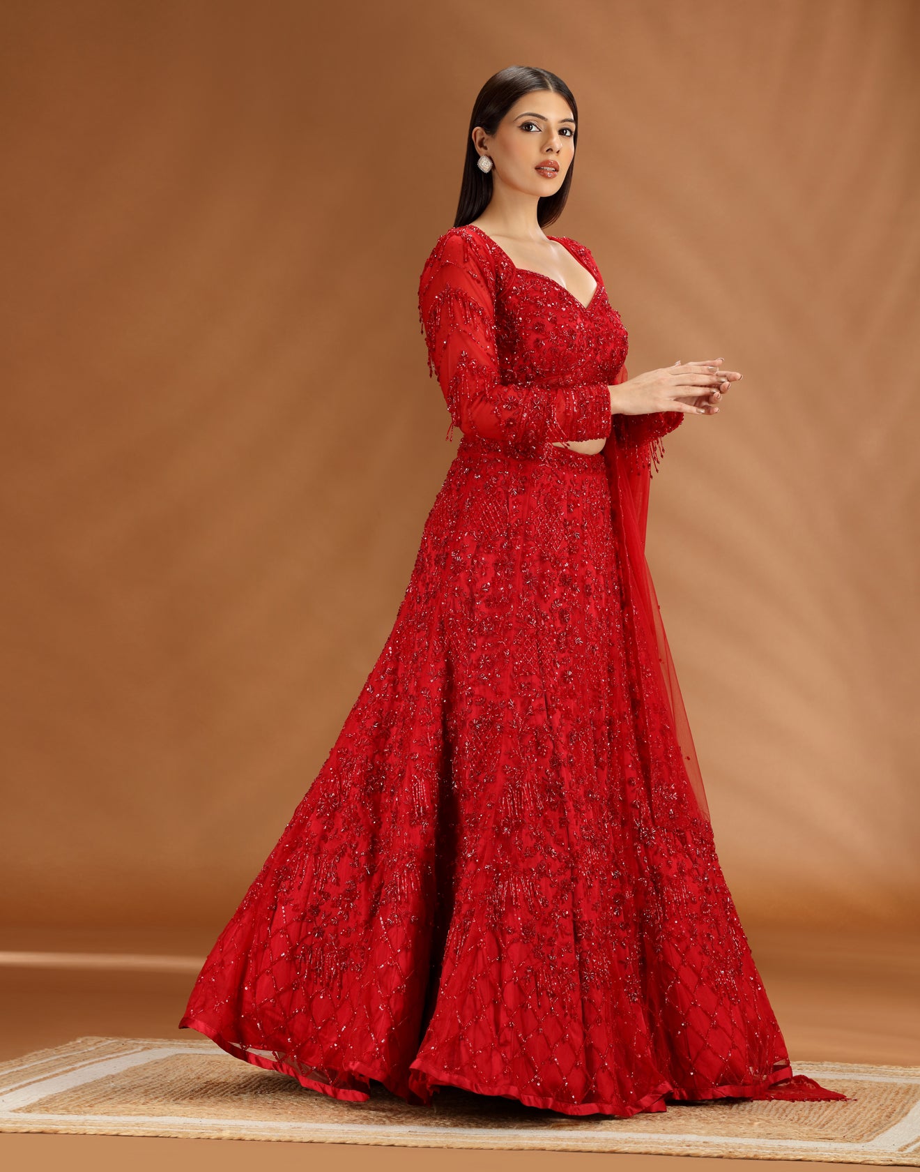 Red Reign Embellished Bridal Gown For Sangeet
