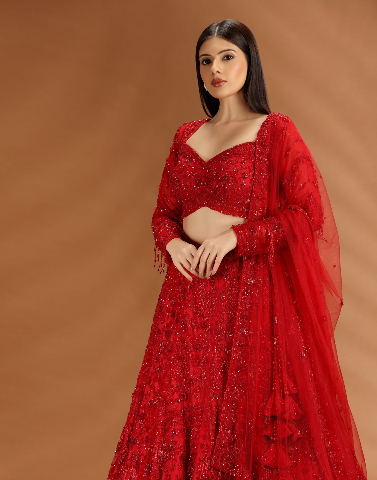 Red Reign Embellished Bridal Gown For Sangeet