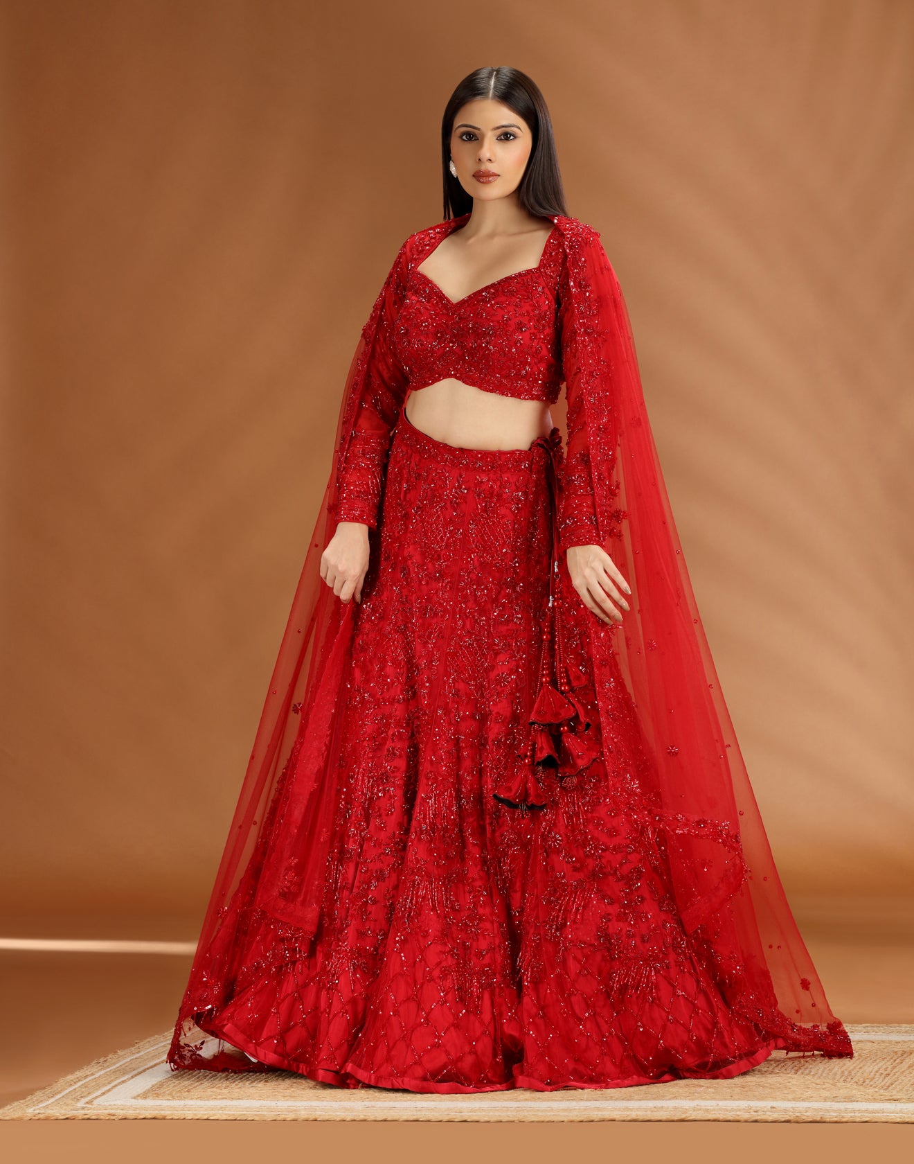 Red Reign Embellished Bridal Gown For Sangeet
