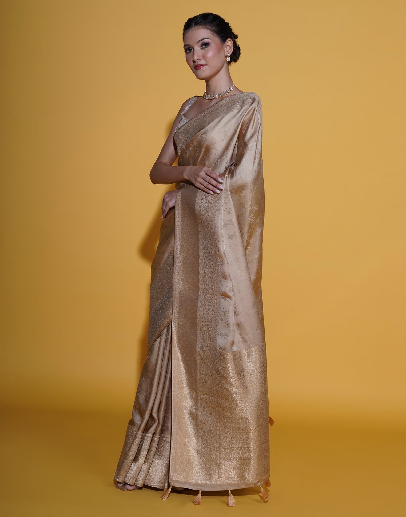 Royal Gold Self Woven Silk Saree