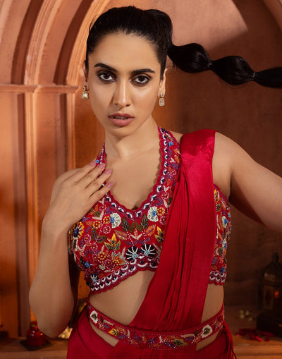 Ruby Rush Pre-Stitched Cocktail Saree