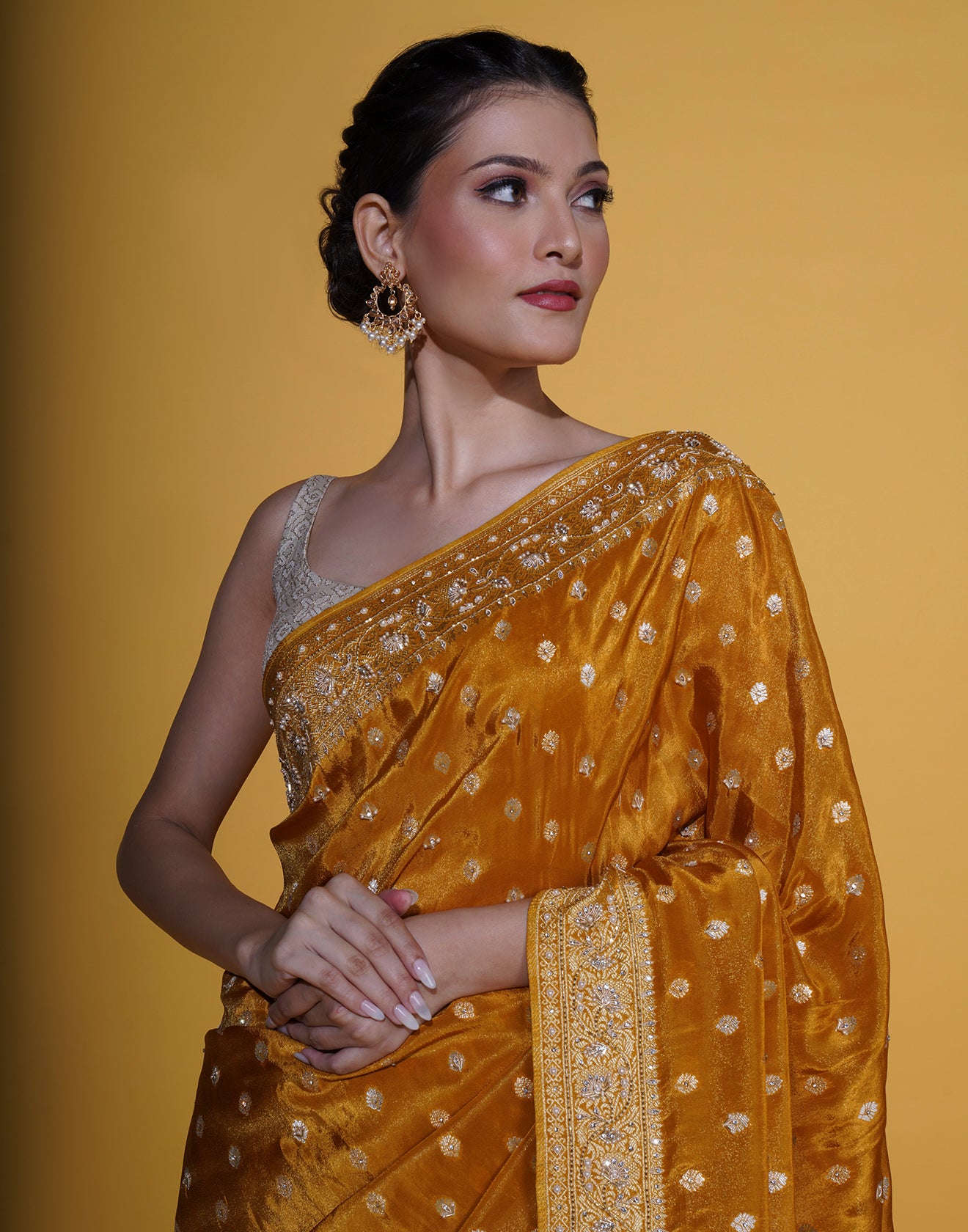 Rust And Gold Festive Silk Saree