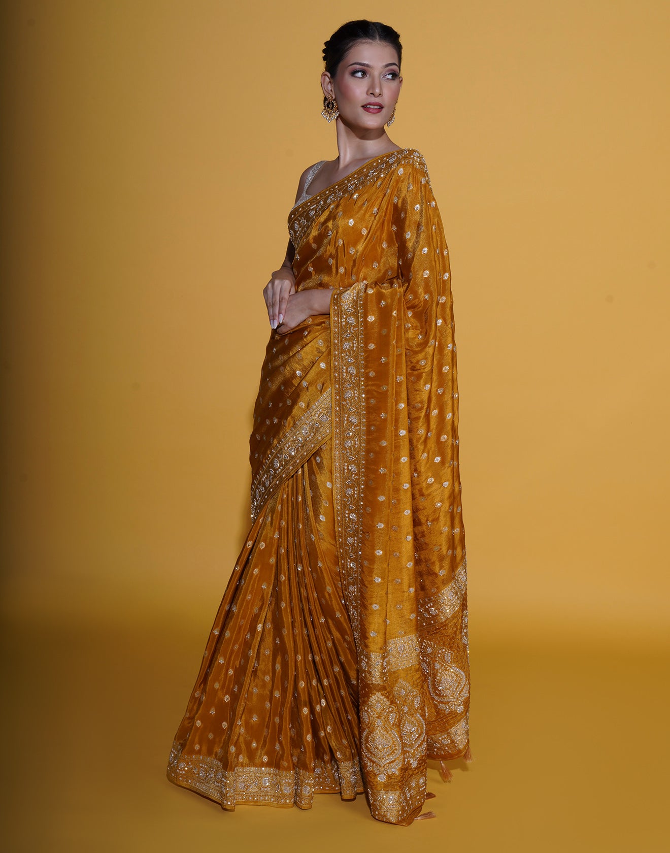 Rust And Gold Festive Silk Saree