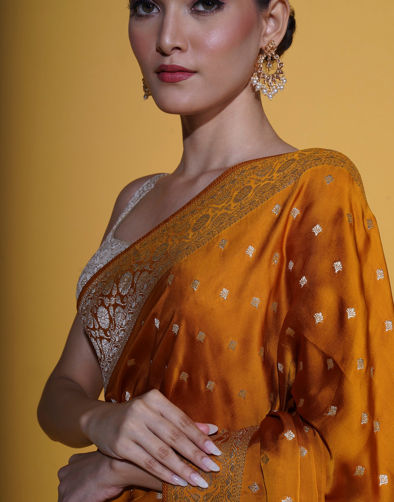 Rustic Orange Woven Zari Silk Saree