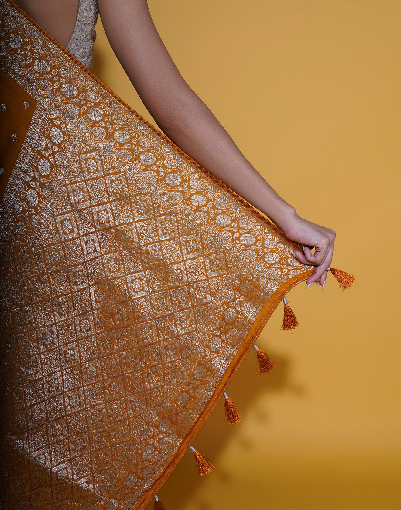 Rustic Orange Woven Zari Silk Saree